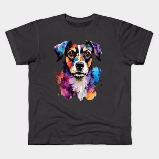 Colorful Jack Russell Terrier Digital Watercolor Kids T-Shirt